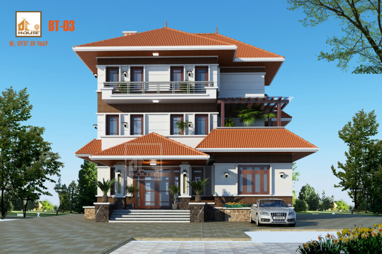 Biệt thự mái Nhật 3 tầng