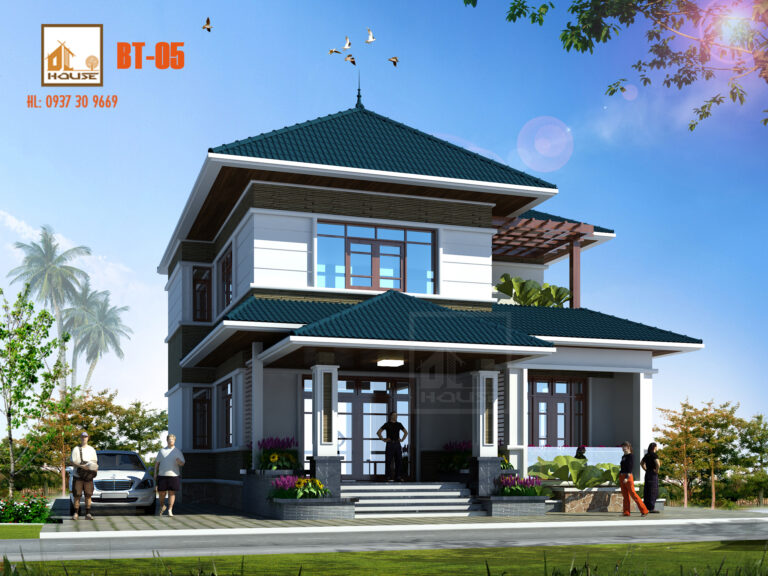 Biệt thự mái Nhật 2 tầng