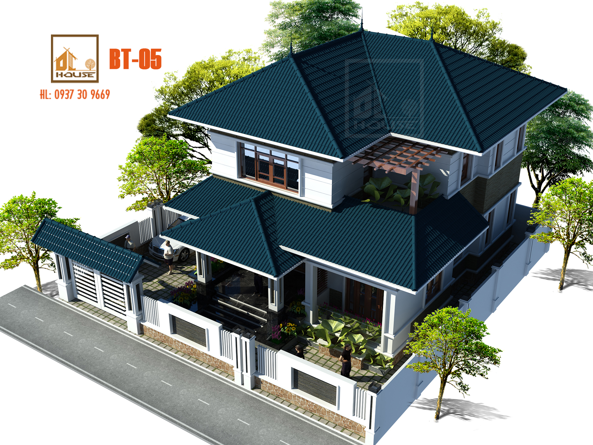 Biệt thự mái Nhật 2 tầng