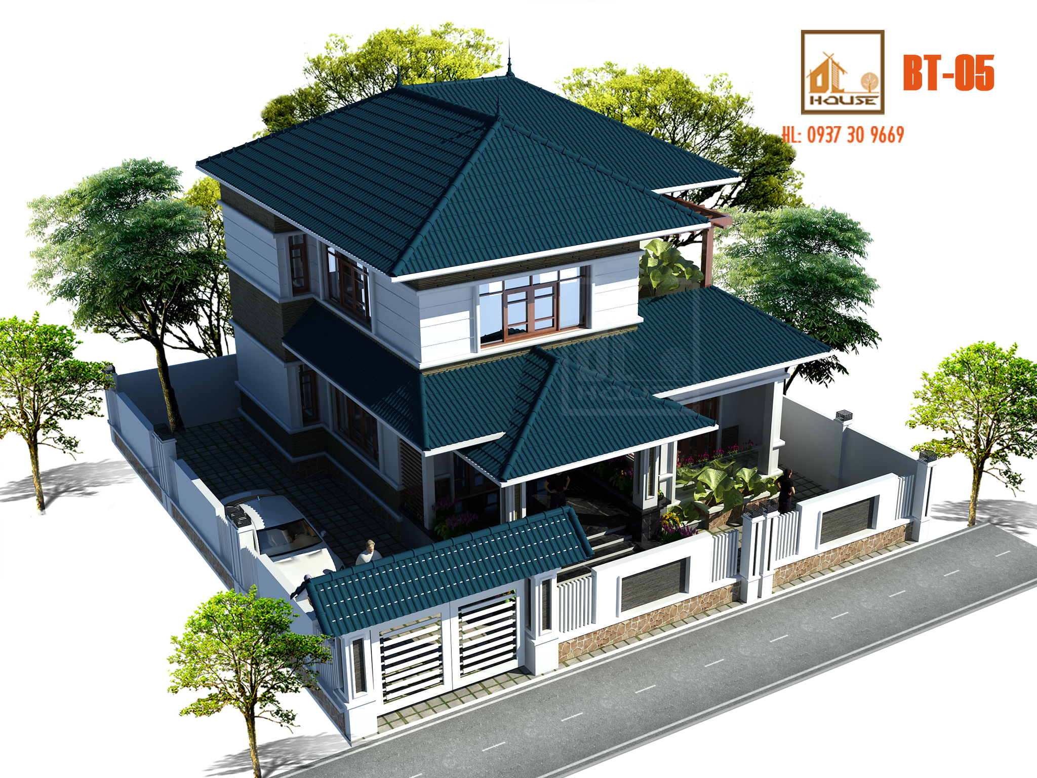 Biệt thự mái Nhật 2 tầng