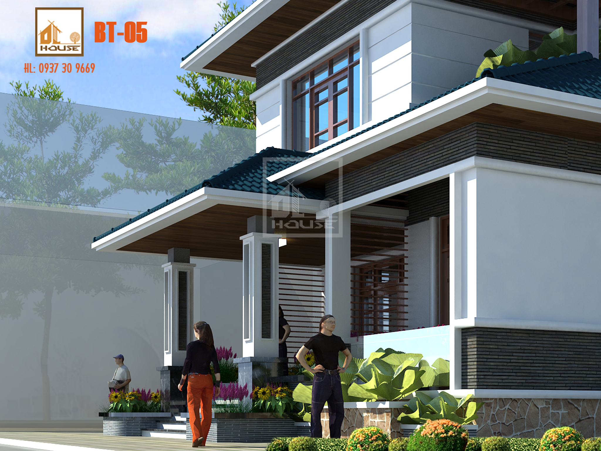 Biệt thự mái Nhật 2 tầng