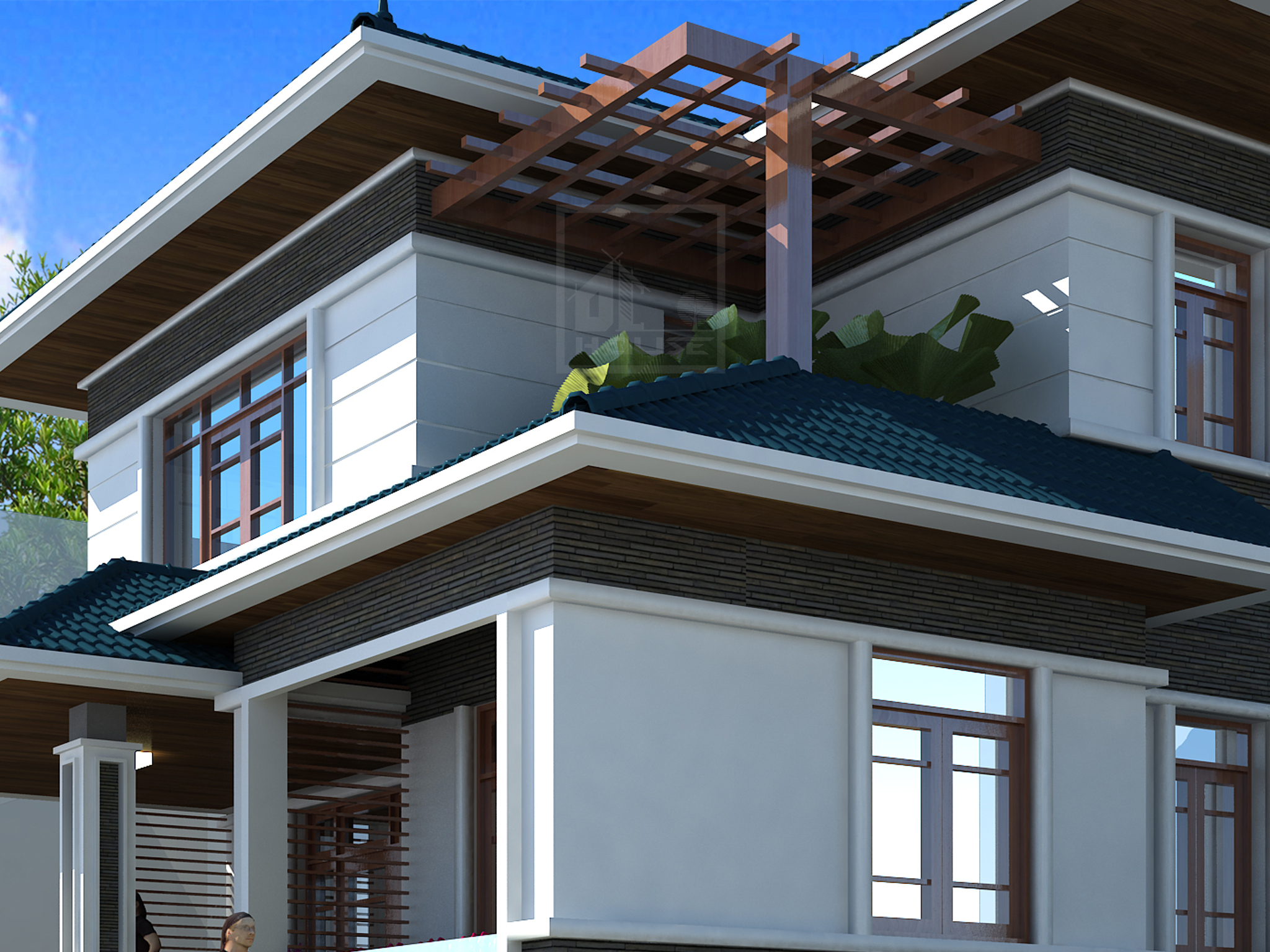 Biệt thự mái Nhật 2 tầng