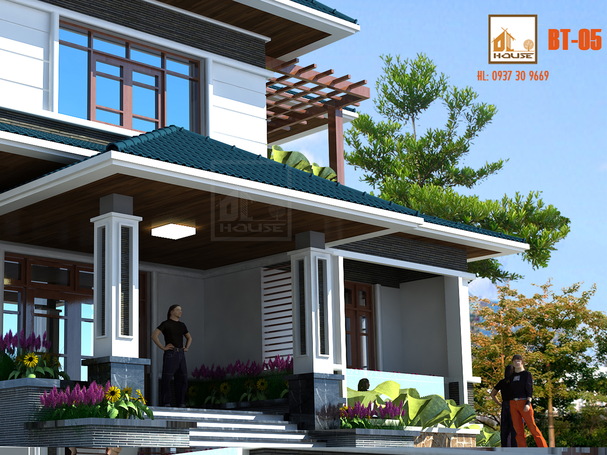 Biệt thự mái Nhật 2 tầng