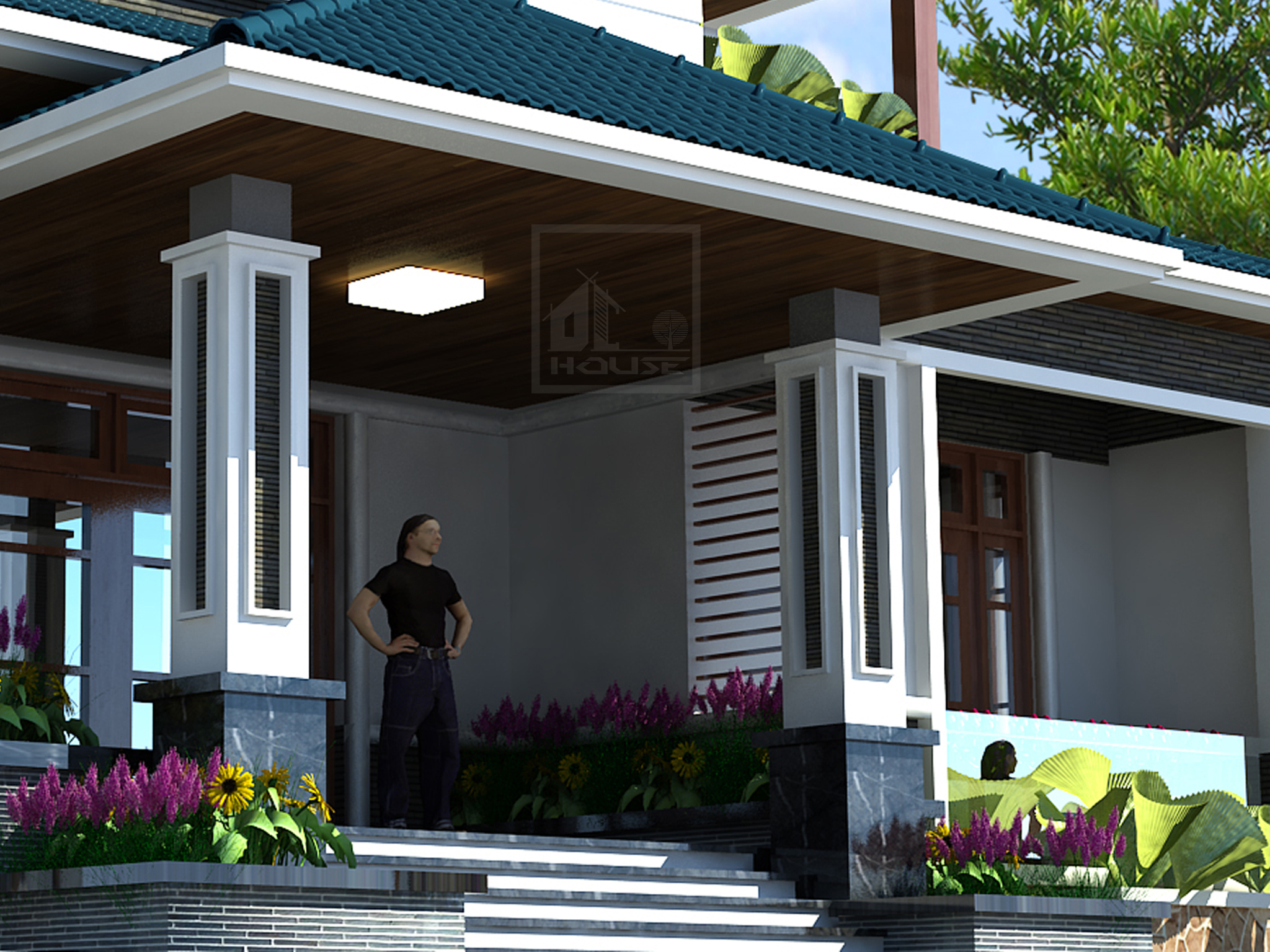 Biệt thự mái Nhật 2 tầng