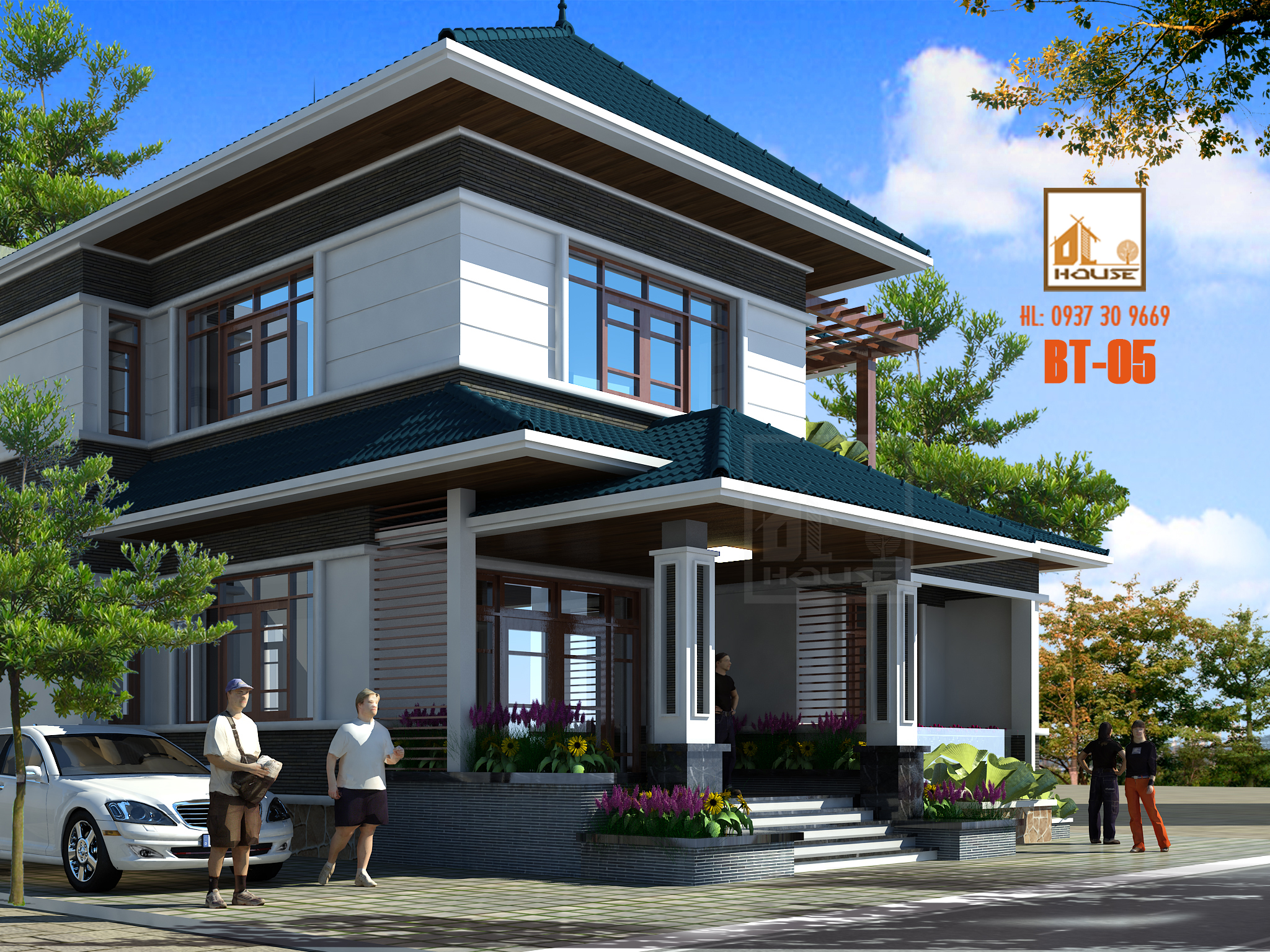 Biệt thự mái Nhật 2 tầng