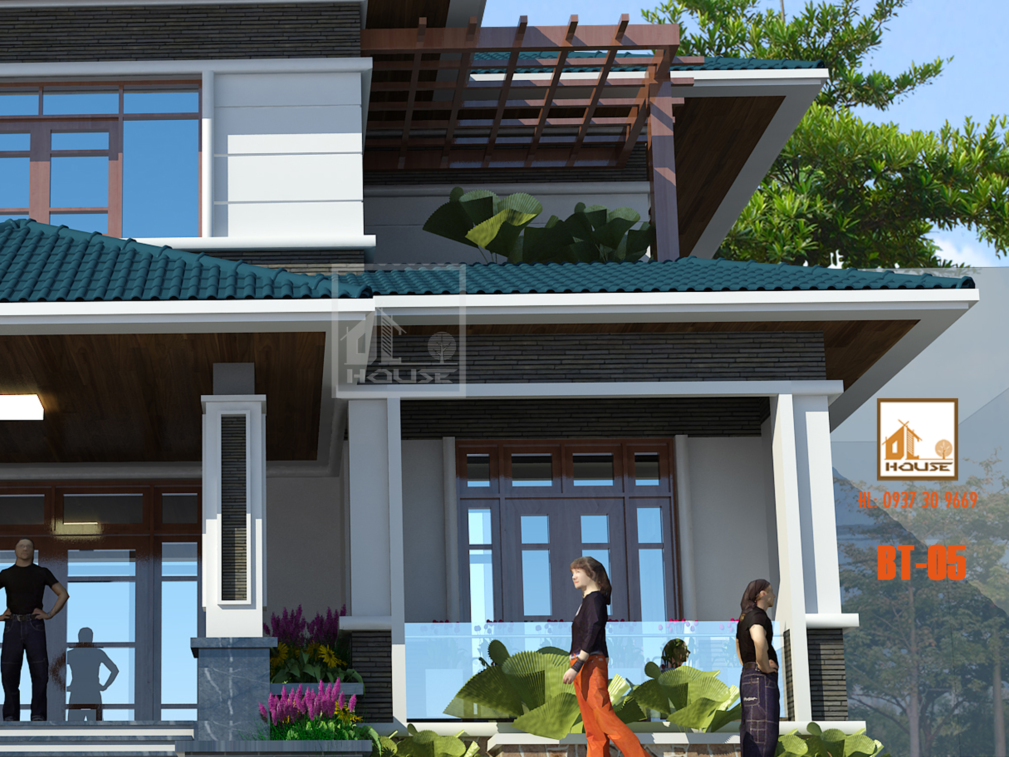 Biệt thự mái Nhật 2 tầng