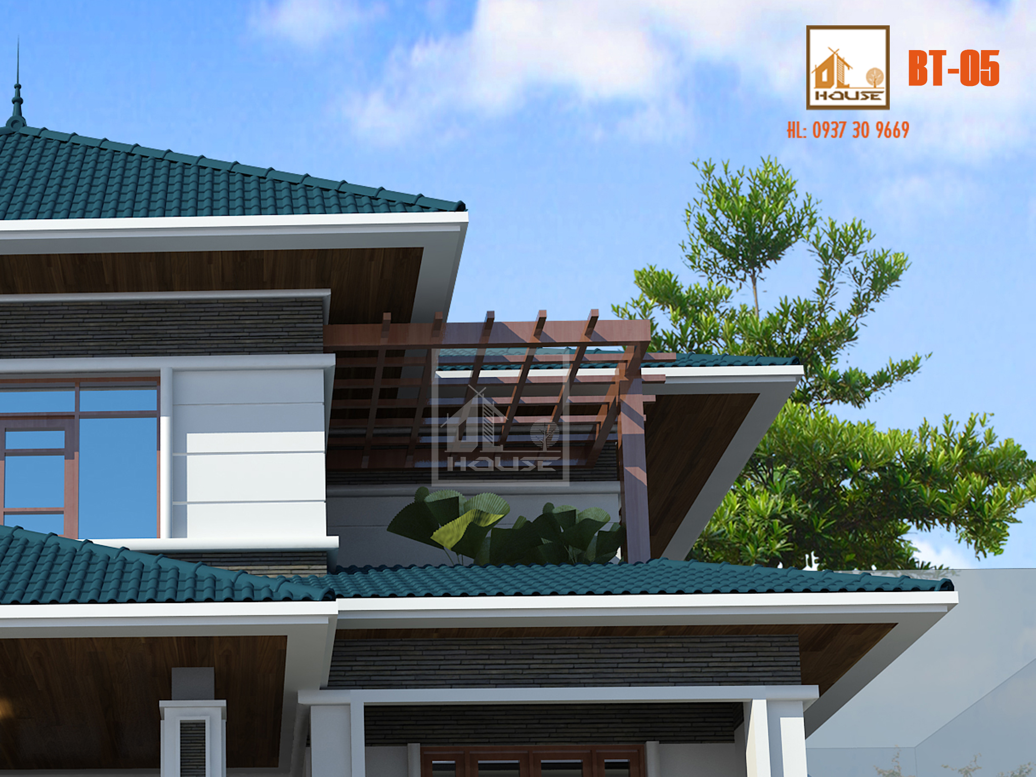 Biệt thự mái Nhật 2 tầng