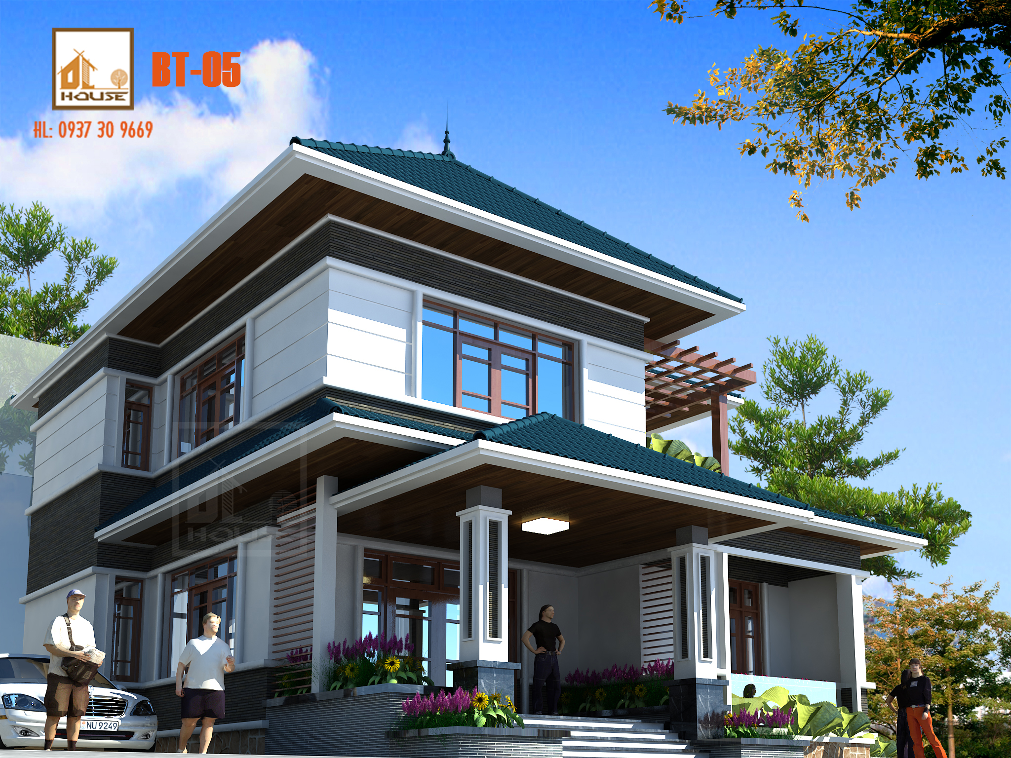Biệt thự mái Nhật 2 tầng