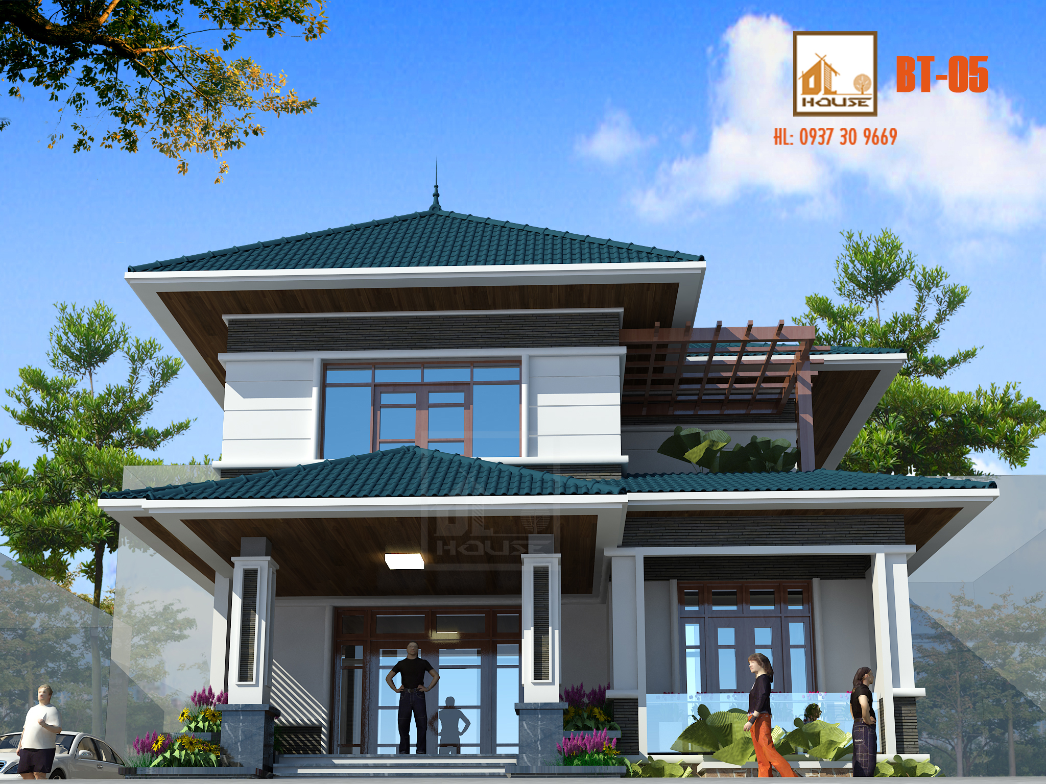 Biệt thự mái Nhật 2 tầng