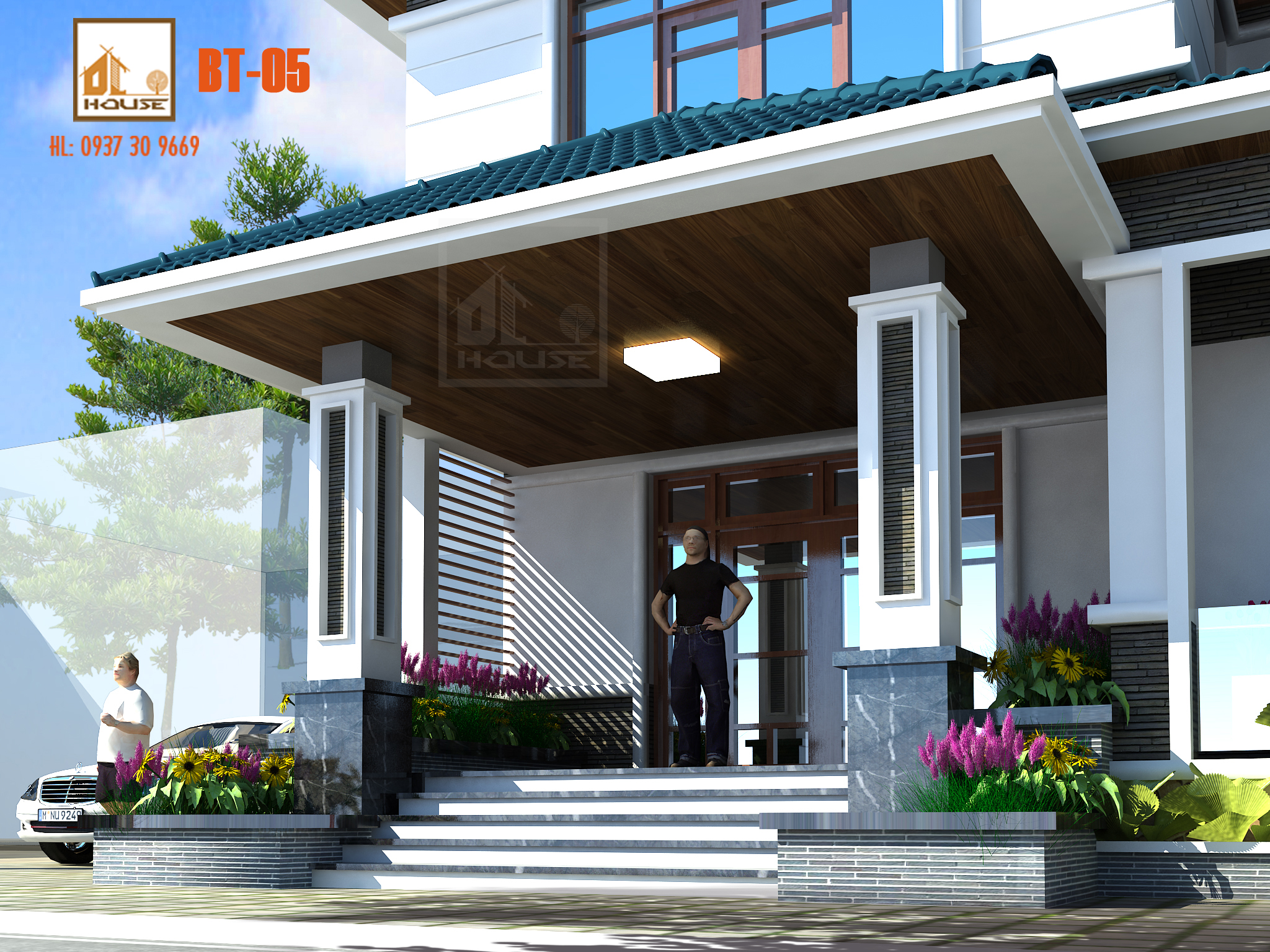 Biệt thự mái Nhật 2 tầng