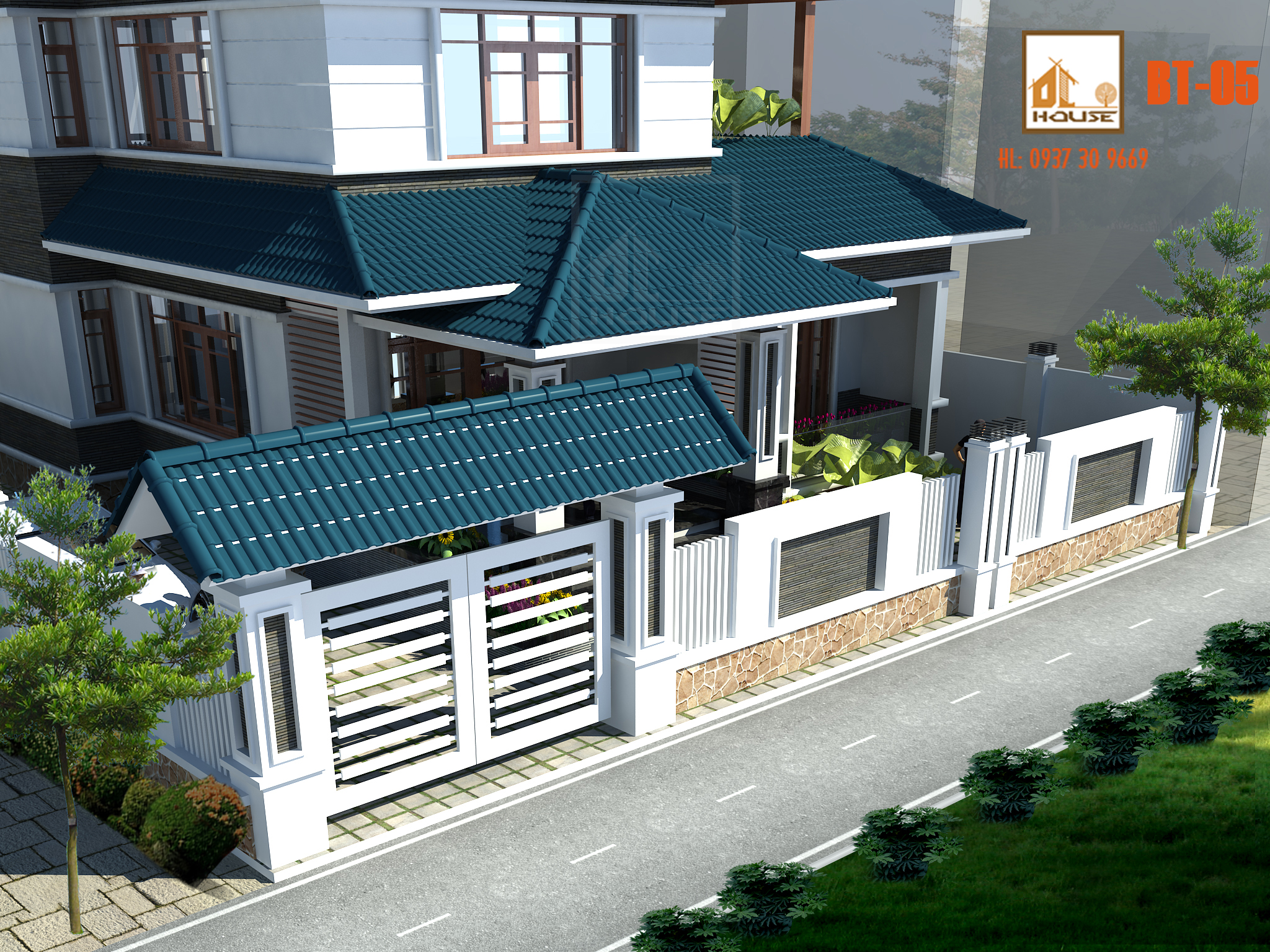 Biệt thự mái Nhật 2 tầng