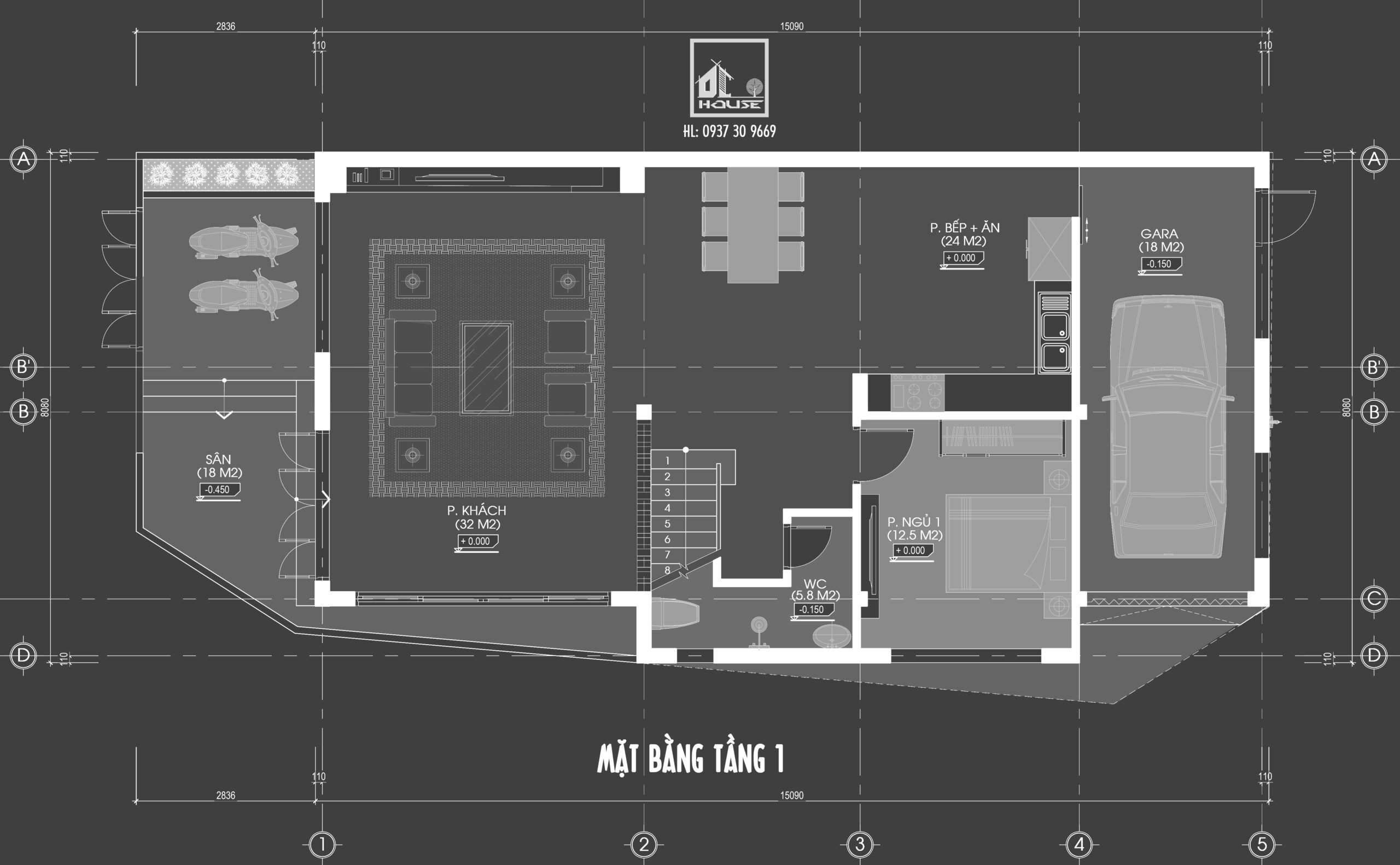 Nhà phố 2 tầng 1 tum