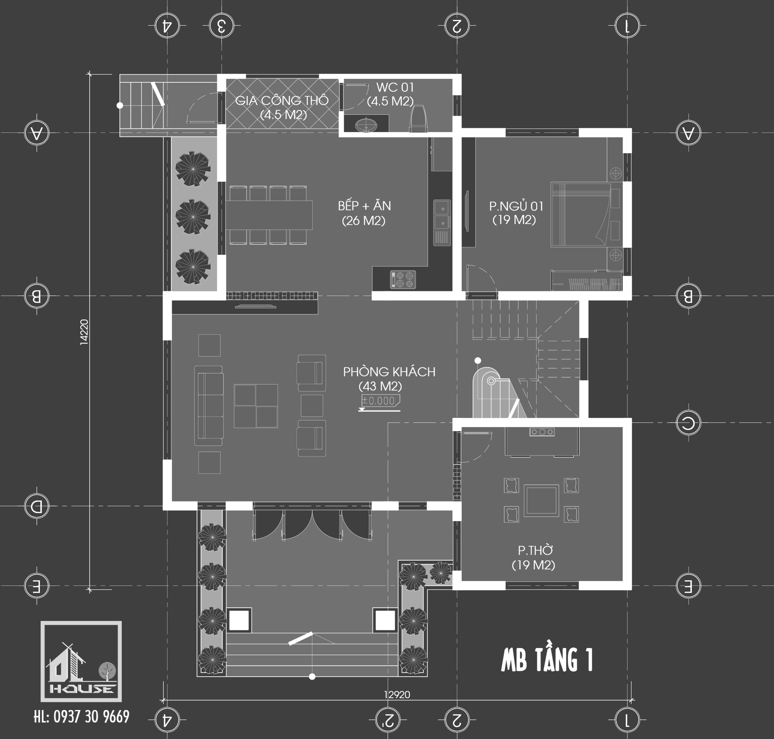 Biệt thự mái Nhật 3 tầng