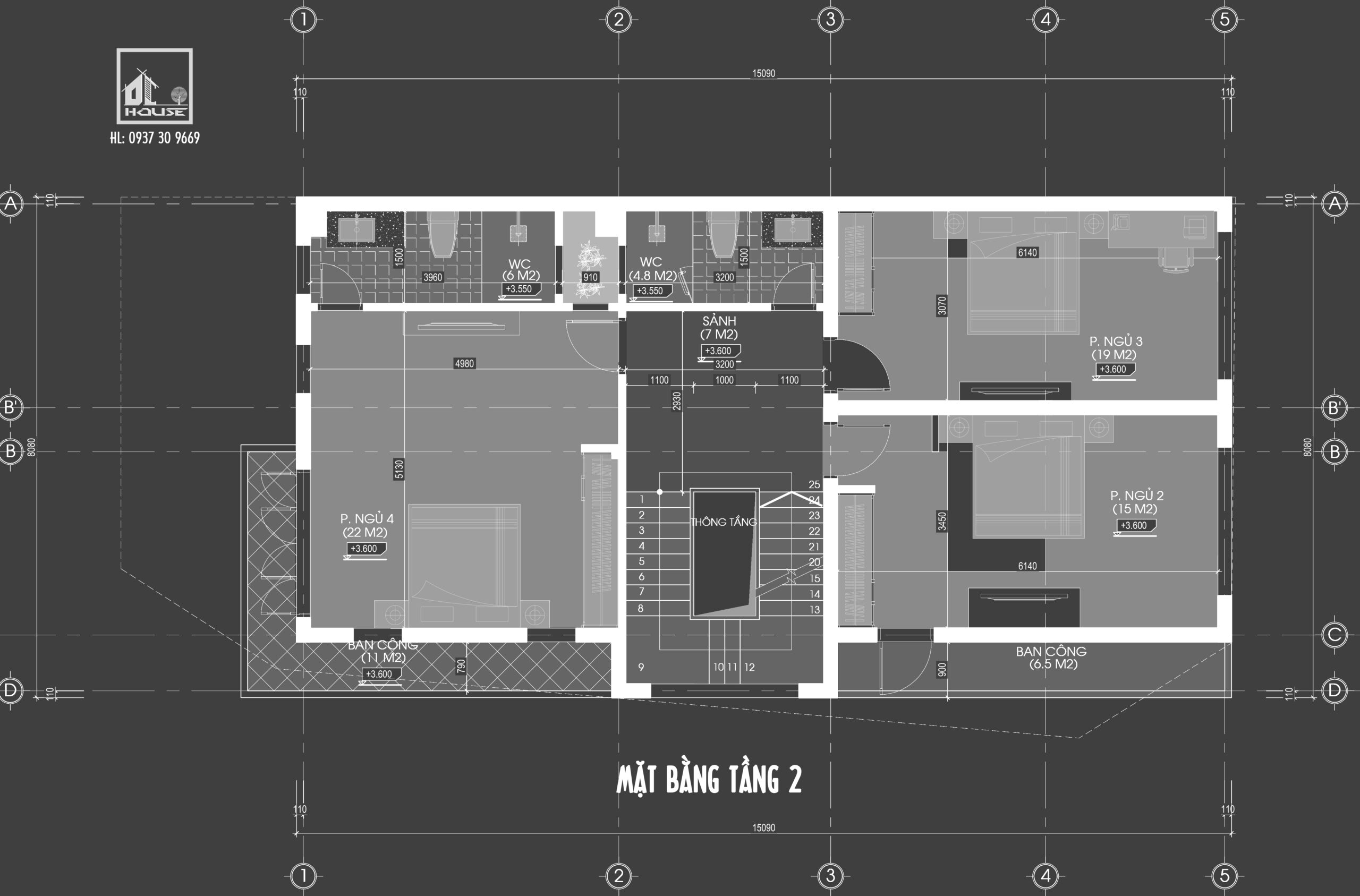 Nhà phố 2 tầng 1 tum