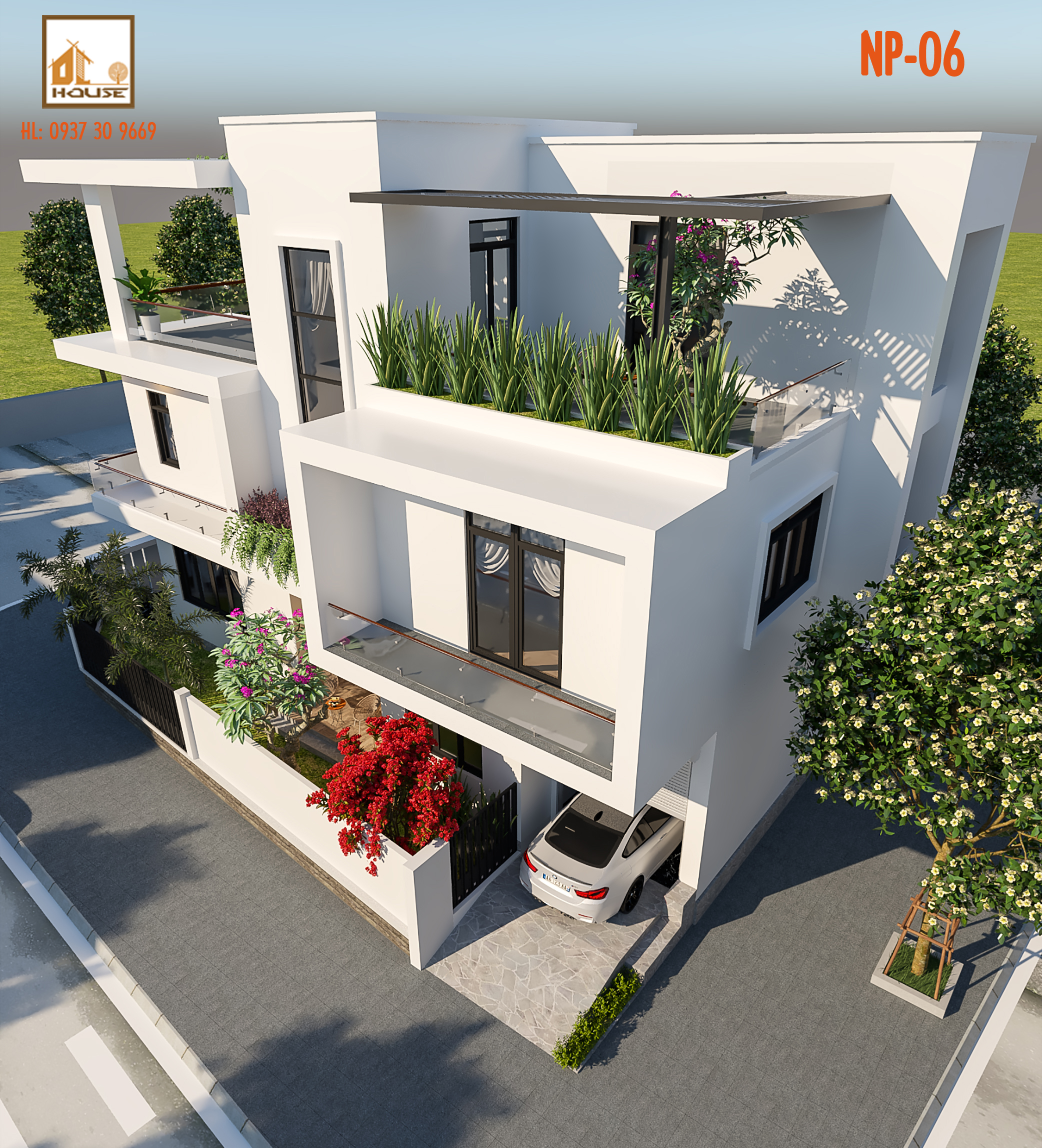 Nhà phố 2 tầng 1 tum