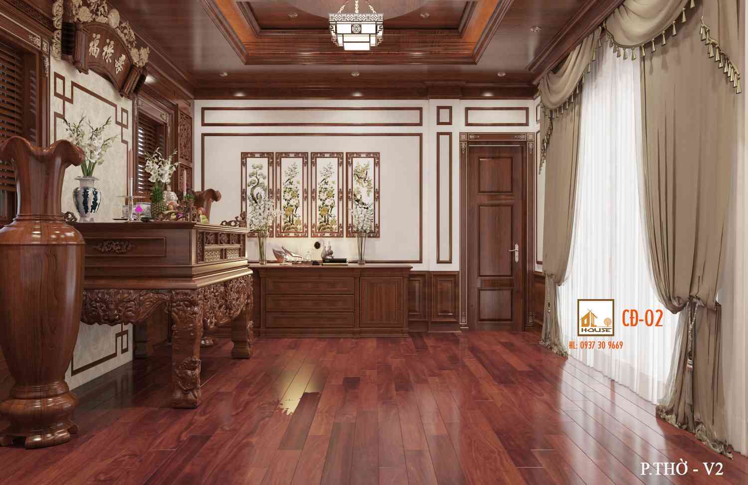 thiết kế phòng thờ