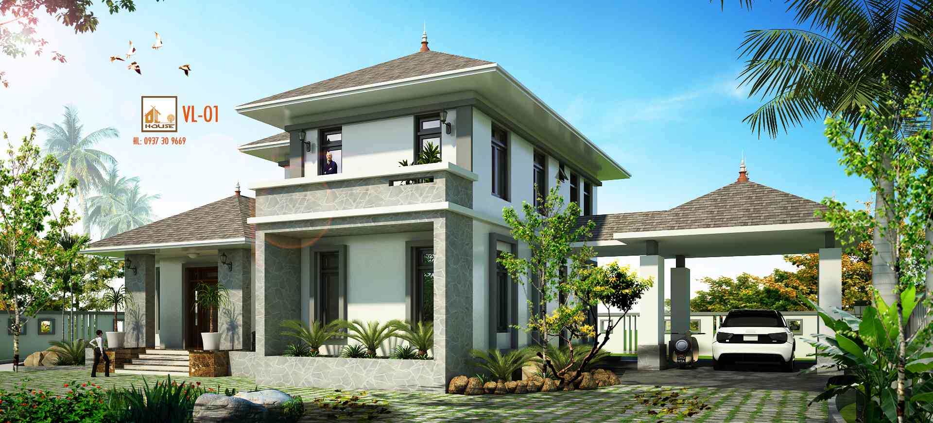 mẫu biệt thự 2 tầng đẹp